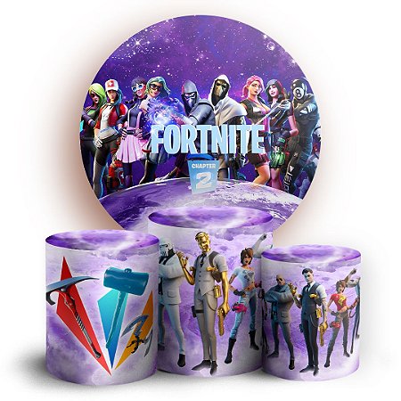 Capas Painel Redondo e Trio Cilindro Sublimado - Fortnite