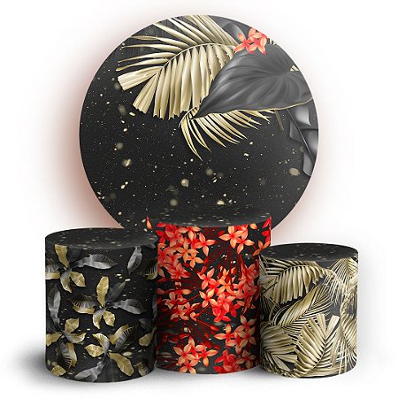 Capas Painel Redondo e Trio Cilindro Sublimado - Floral