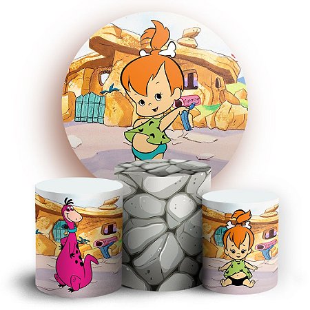 Capas Painel Redondo e Trio Cilindro Sublimado - Flintstones