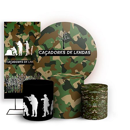 Capas Painel Redondo Trio Cilindro e Faixa Lateral Sublimado - Militar