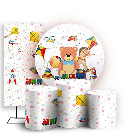 Capas Painel Redondo Trio Cilindro e Faixa Lateral Sublimado - Brinquedos