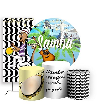 Capas Painel Redondo Trio Cilindro e Faixa Lateral Sublimado - Samba