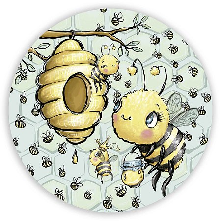 Capa Painel Redondo Sublimado - Abelhinha Cute