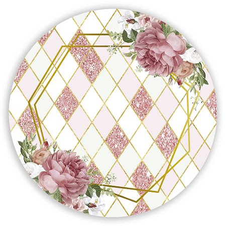 Capa Painel Redondo Sublimado - Floral Abstrato Mármore