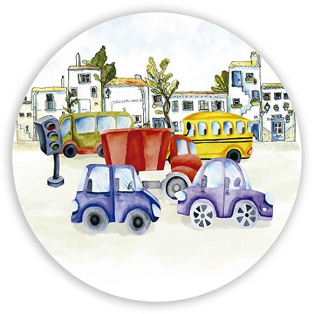 Capa Painel Redondo Sublimado - Carrinhos