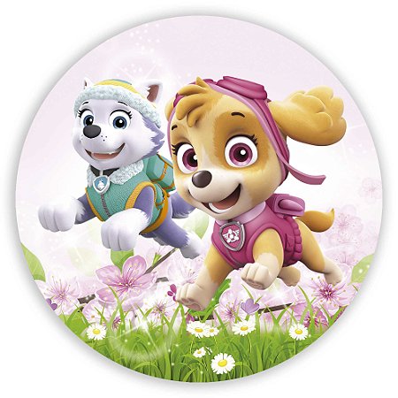 Painel Redondo - Patrulha Canina Rosa - Sublimado 3D