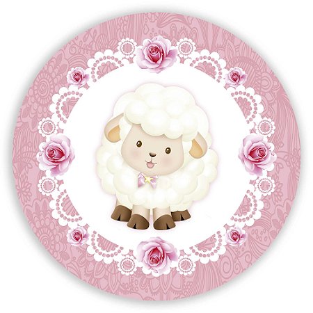 Painel Redondo - Ovelhinha Rosa - Sublimado 3D