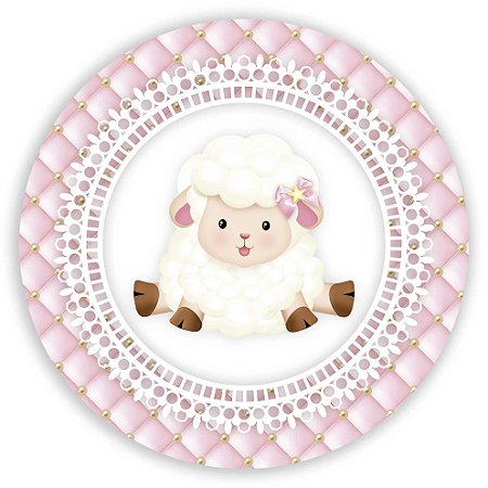 Painel Redondo - Ovelhinha Rosa - Sublimado 3D