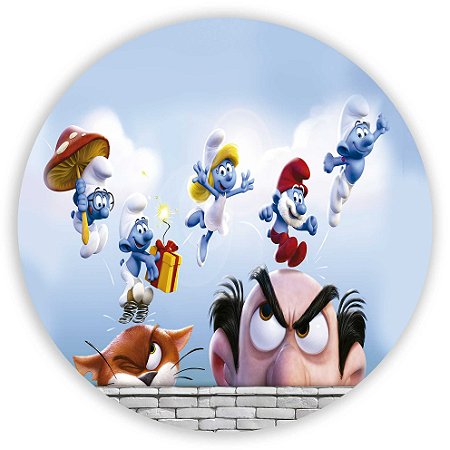 Capa Painel Redondo Sublimado - Os Smurfs