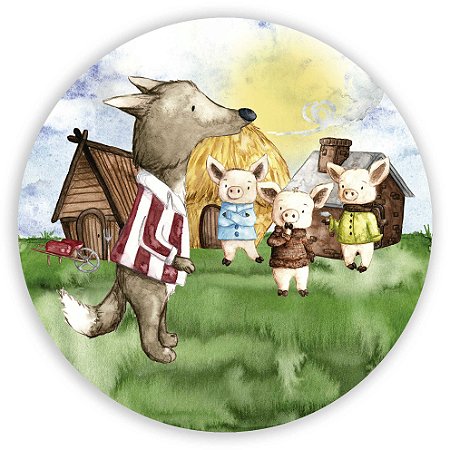 Painel Redondo - Os Porquinhos - Sublimado 3D