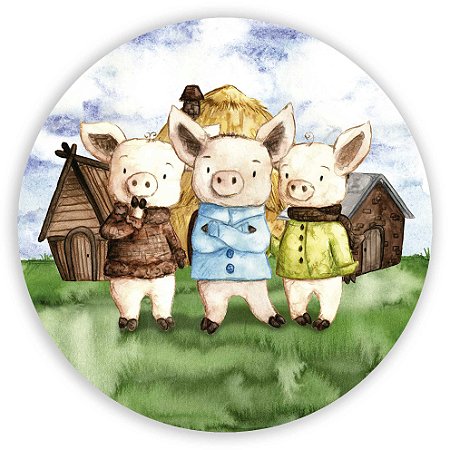 Painel Redondo - Os Porquinhos - Sublimado 3D