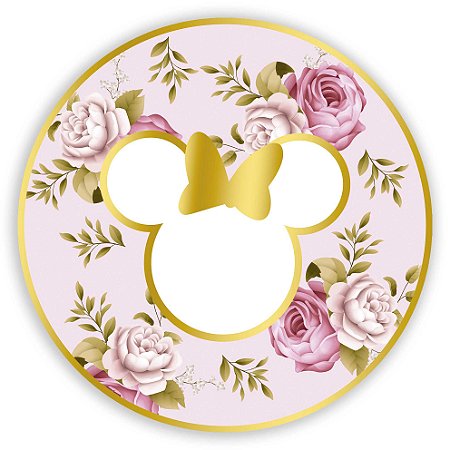 Painel Redondo - Minnie Floral - Sublimado 3D