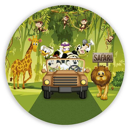 Painel Redondo - Mickey Safari - Sublimado 3D
