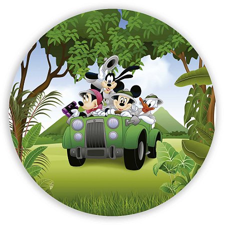 Painel Redondo - Mickey Safari - Sublimado 3D