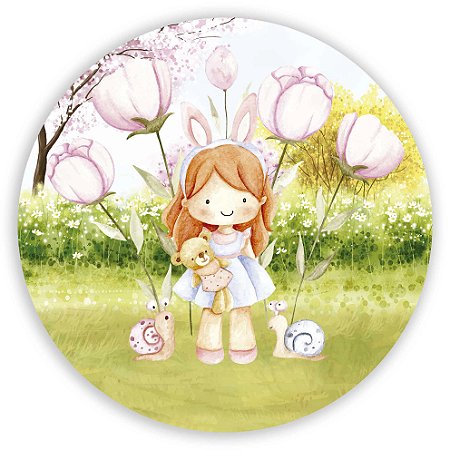 Capa Painel Redondo Sublimado - Jardim Aquarela