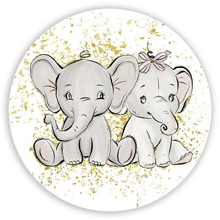 Capa Painel Redondo Sublimado - Elefantinhos (Chá Revelação)