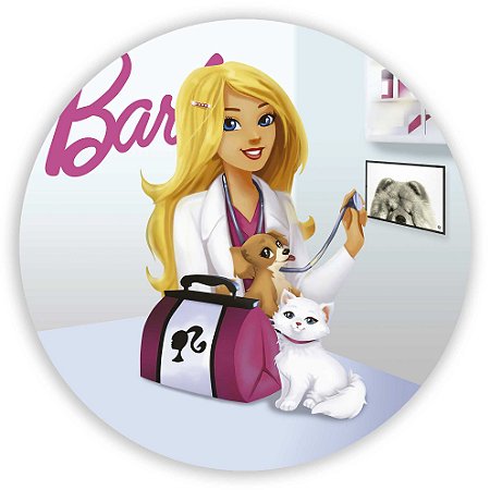 Capa Painel Redondo Sublimado - Barbie Veterinária