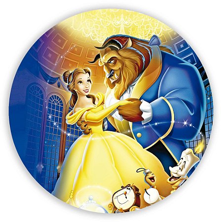 Capa Painel Redondo Sublimado - Bela e a Fera