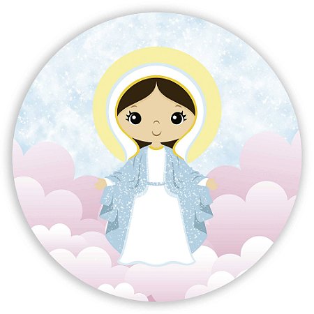 Capa Painel Redondo Sublimado - Virgem Maria Cute