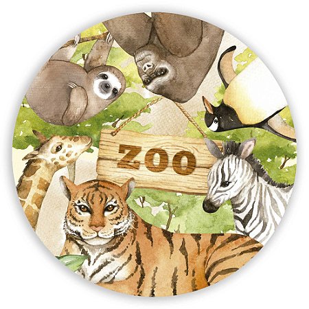 Capa Painel Redondo Sublimado - Zoológico