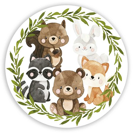Painel Redondo - Animais Bosque - Sublimado 3D