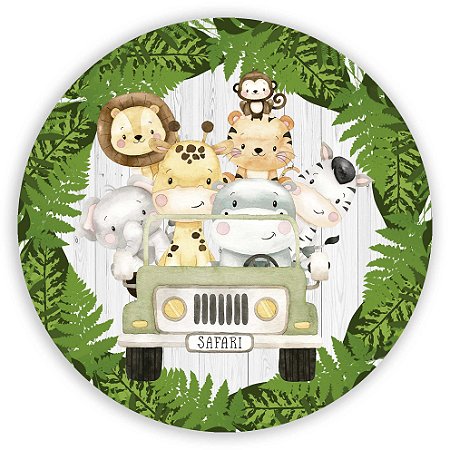 Painel Redondo - Animais Safari - Sublimado 3D