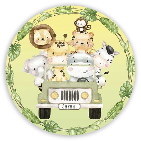Painel Redondo - Animais Safari - Sublimado 3D