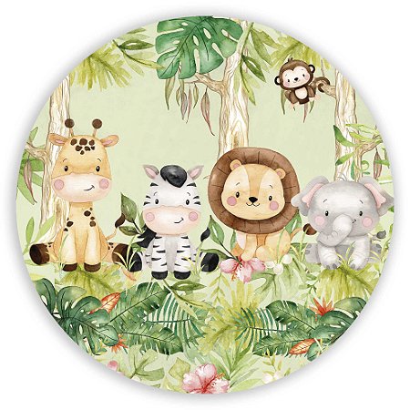 Painel Redondo - Animais Safari - Sublimado 3D