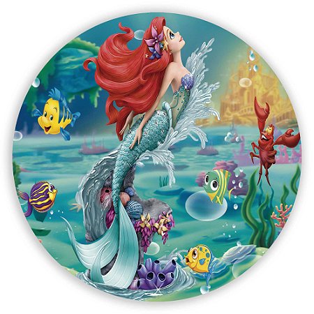 Painel Redondo - Ariel Pequena Sereia - Sublimado 3D