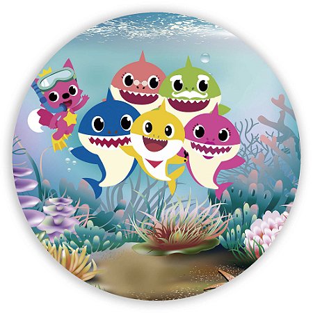 Capa Painel Redondo Sublimado - Baby Shark