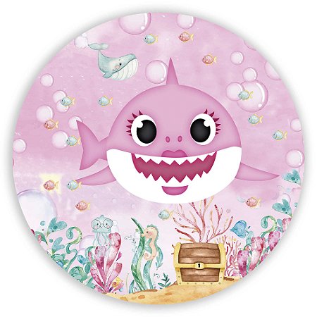 Capa Painel Redondo Sublimado - Baby Shark Rosa