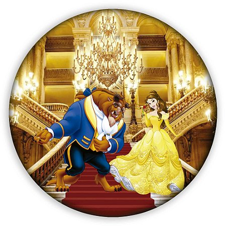 Capa Painel Redondo Sublimado - Bela e a Fera