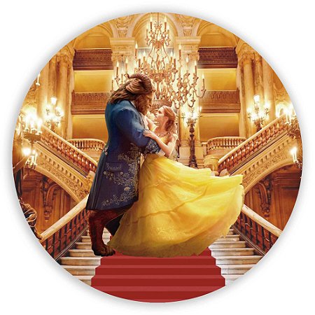 Capa Painel Redondo Sublimado - Bela e a Fera