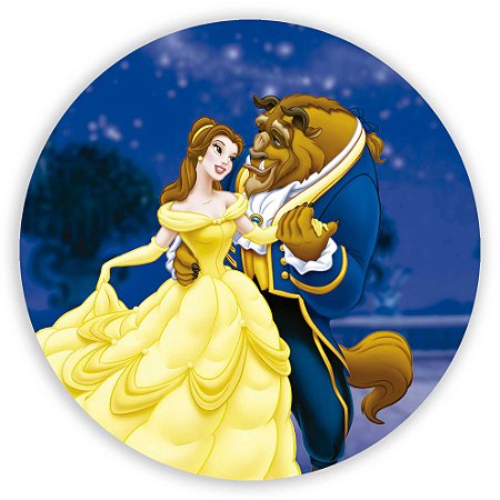 Capa Painel Redondo Sublimado - Bela e a Fera