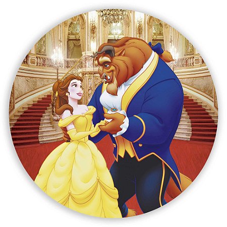 Capa Painel Redondo Sublimado - Bela e a Fera