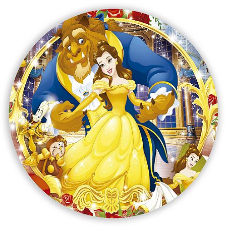 Capa Painel Redondo Sublimado - Bela e a Fera