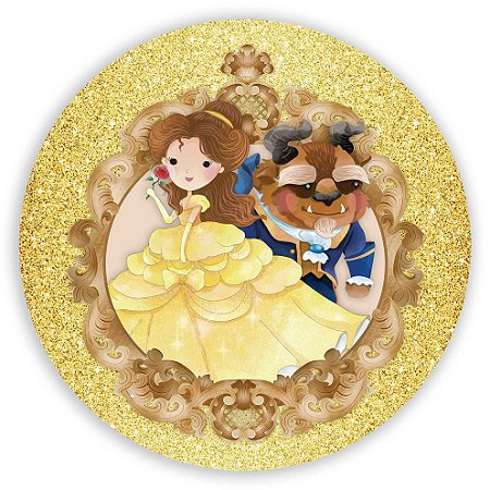 Capa Painel Redondo Sublimado - Bela e a Fera