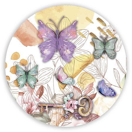 Capa Painel Redondo Sublimado - Borboletas