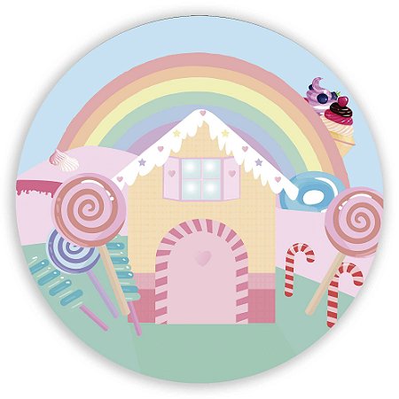 Painel Redondo - Casa Doces - Sublimado 3D