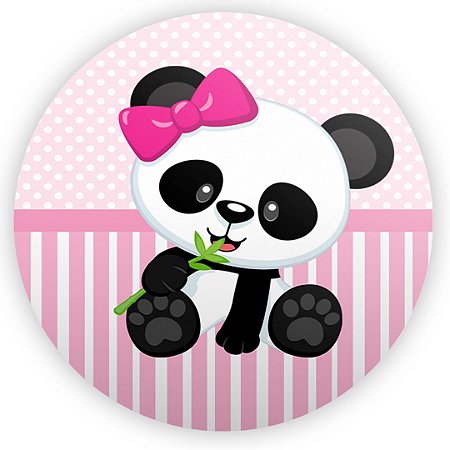 Capa Painel Redondo Sublimado - Panda Rosa