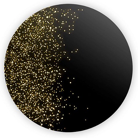 Capa Painel Redondo Sublimado - Glitter Preto Dourado