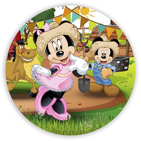 Capa Painel Redondo Sublimado - Minnie Fazendeira