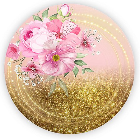 Capa Painel Redondo Sublimado - Floral Rosa