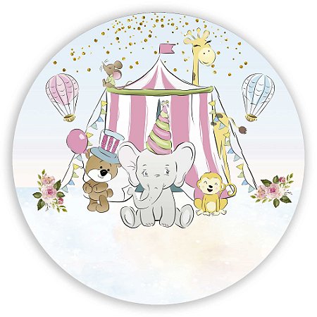 Capa Painel Redondo Sublimado - Circo Animais