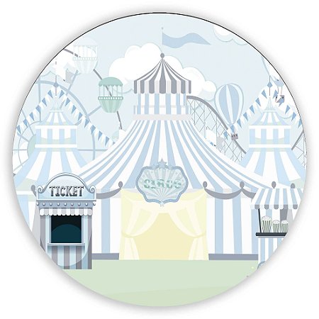 Capa Painel Redondo Sublimado - Circo Azul