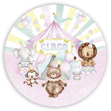 Capa Painel Redondo Sublimado - Circo Rosa
