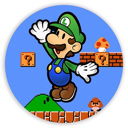 Capa Painel Redondo Sublimado - Super Mario - Luigi