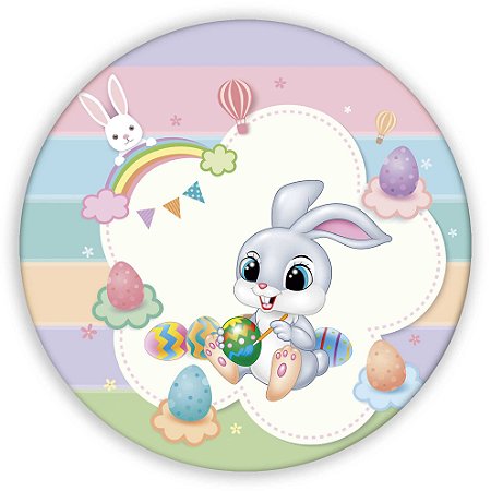 Capa Painel Redondo Sublimado - Coelho da Pascoa