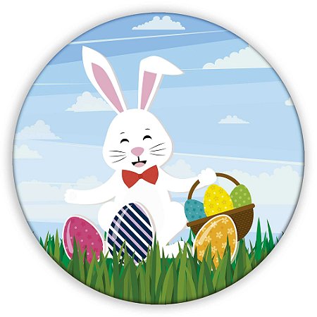 Capa Painel Redondo Sublimado - Coelho da Pascoa