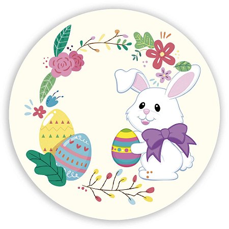 Capa Painel Redondo Sublimado - Coelho da Pascoa
